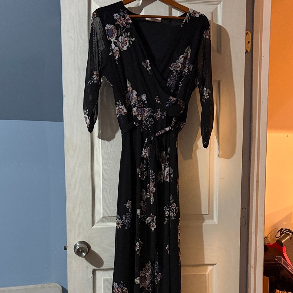 Elegant Floral Long Sleeve Dress